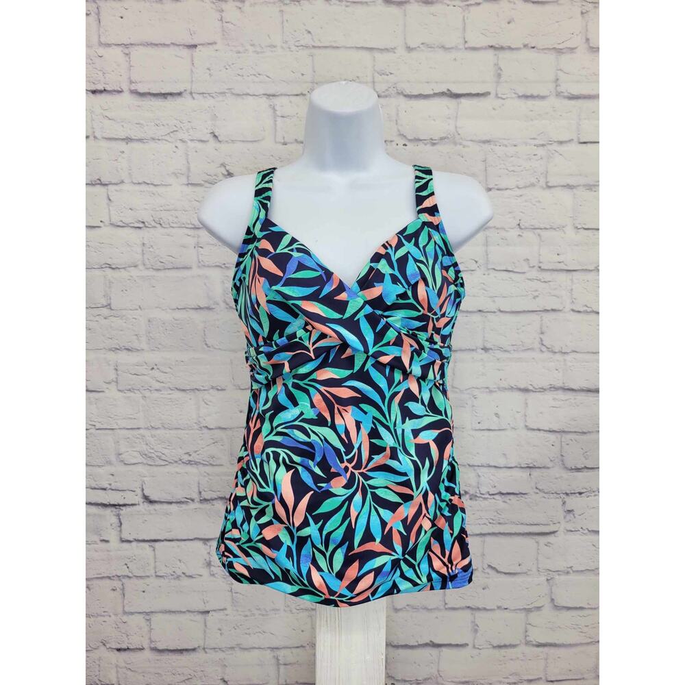 4R A469372 Lands' End V-Neck Wrap Underwire Tankini Top